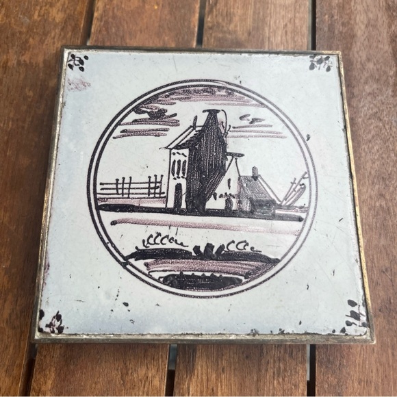Antique Dutch Delft Tile- 18th Century -Trivet -Decor - Picture 1 of 9